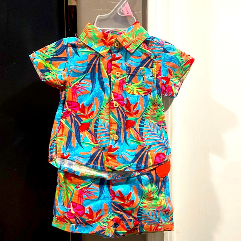 0-3 month tropical boys 2pc outfit
